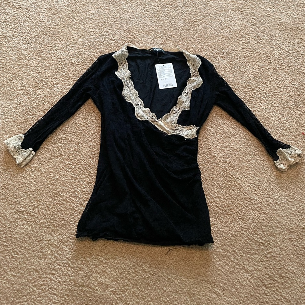 Black lace Anthropologie top